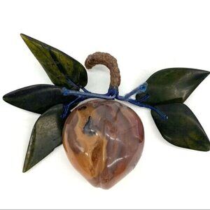Chinese Carved Agate Fruit Jade Leaves Sculpture